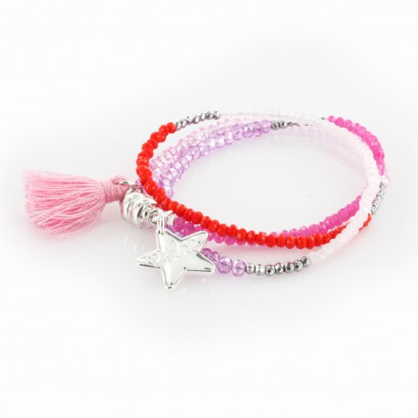 Bracelet triple, multicolore et argent ref41