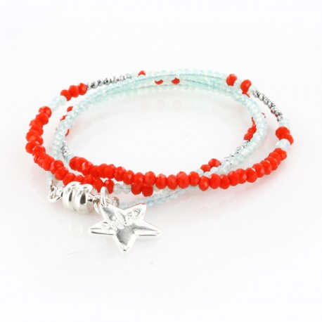 Bracelet triple, ciel et orange